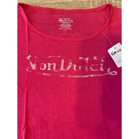 Von Dutch Women's Pink Cotton 100% Cotton T-Shirt Size Small - Picture 2 of 7